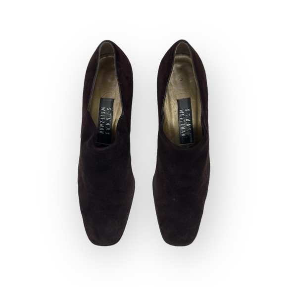 Stuart Weitzman ⌘ Modern Heeled Suede Ankle Shootie Shoe Bootie ⌘ Chocolate 7M - Picture 10 of 16
